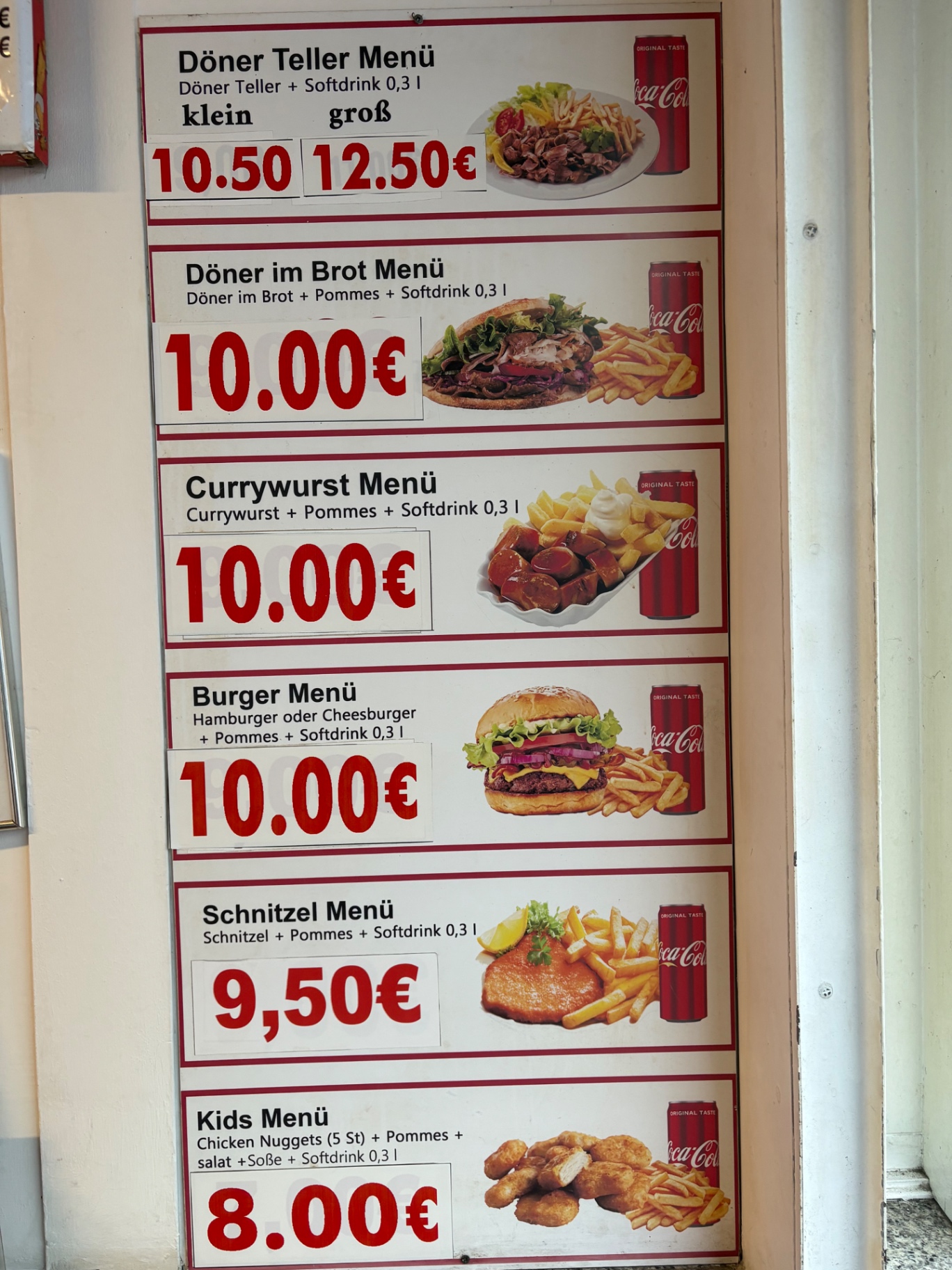 Menü-Angebote Tafel